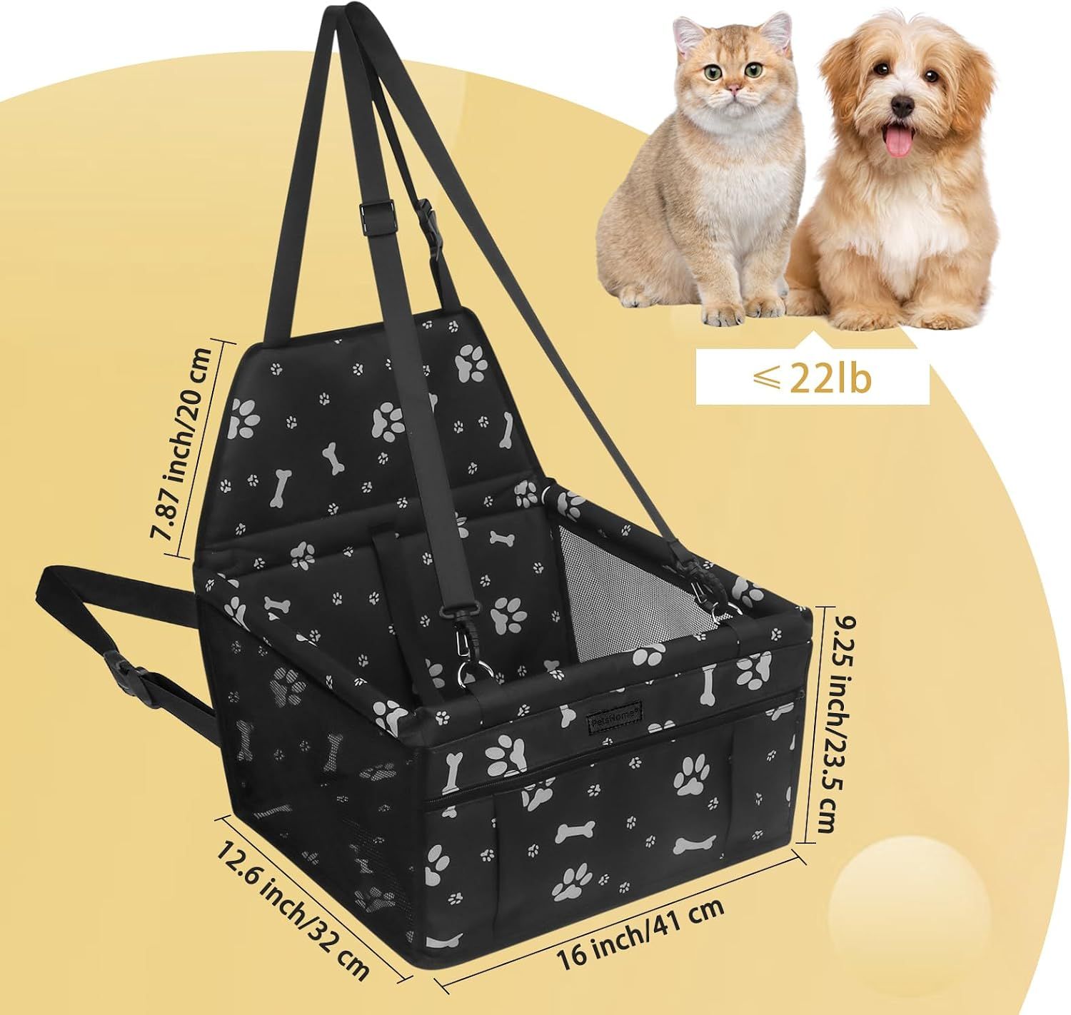 Dog Car Seat, Foldable Dog Car Booster Seat Waterproof Breathable Oxford view 2