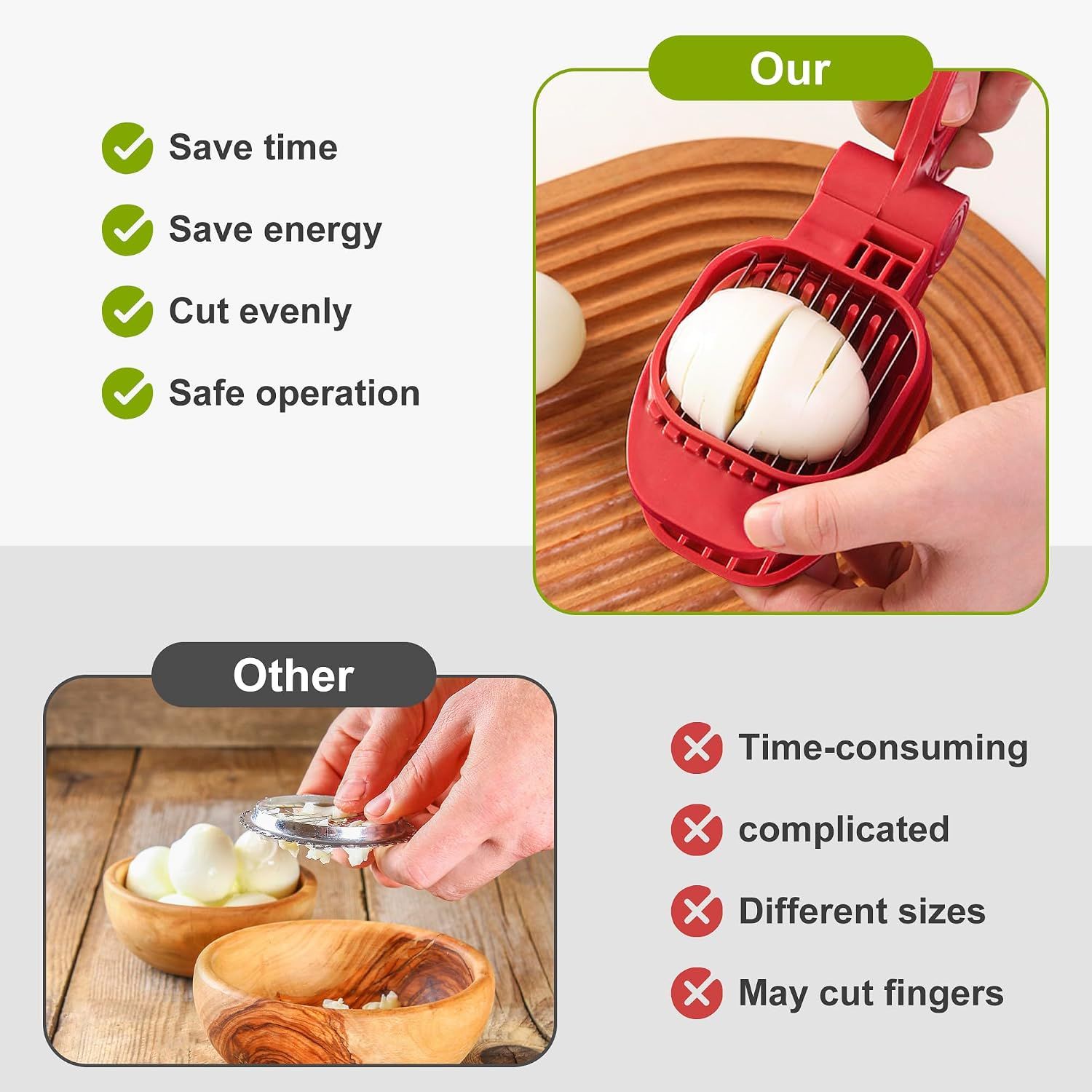Fruit Slicer, Strawberry, Banana, Kiwi Cutter, Egg Slicer for Hard Boiled view 5