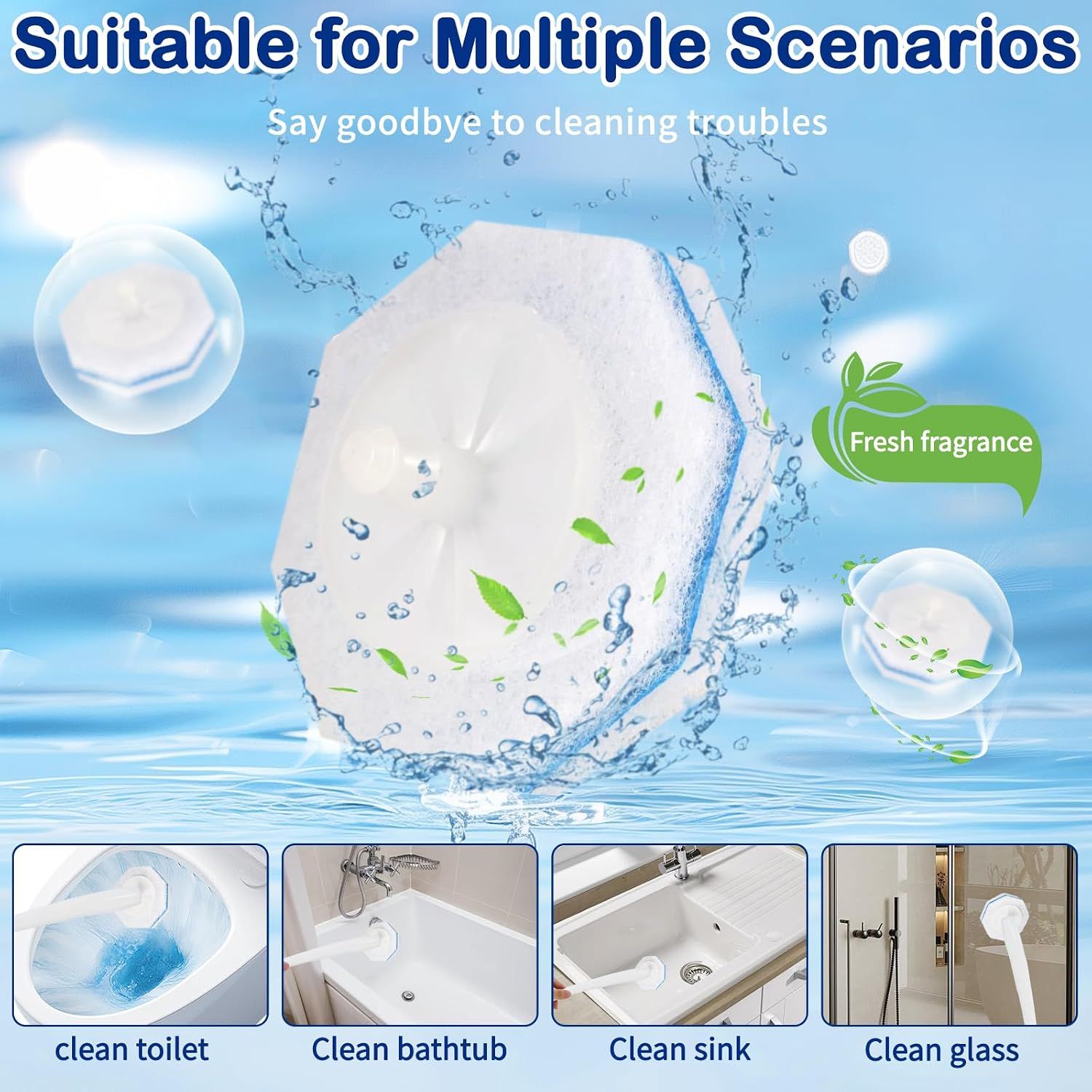 50 Count Toilet Wand Refills - Upgrade Fiber Toilet Brush view 4