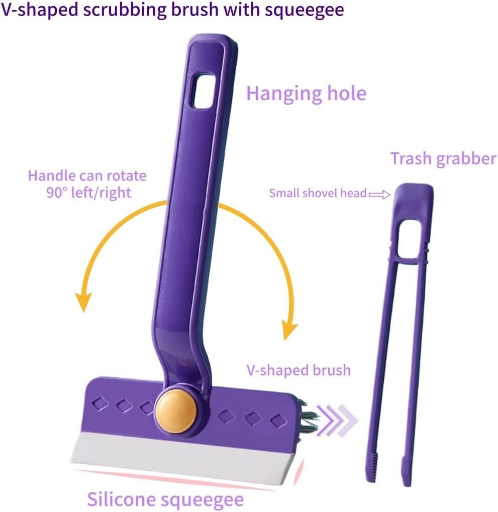 Lightweight Scraper Cleaning Brush with Hard Bristles and Built-in Garbage Holder view 4