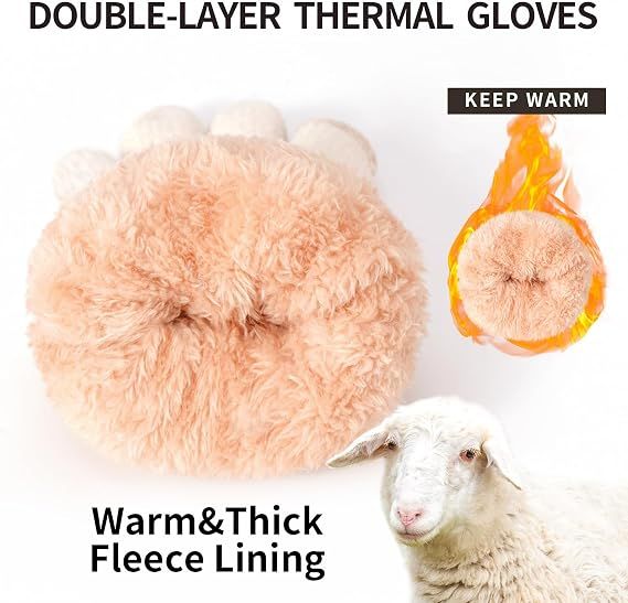 2 Pack Women's Winter Warm Touch Screen Gloves Womens Thermal Cable Knit Wool view 2