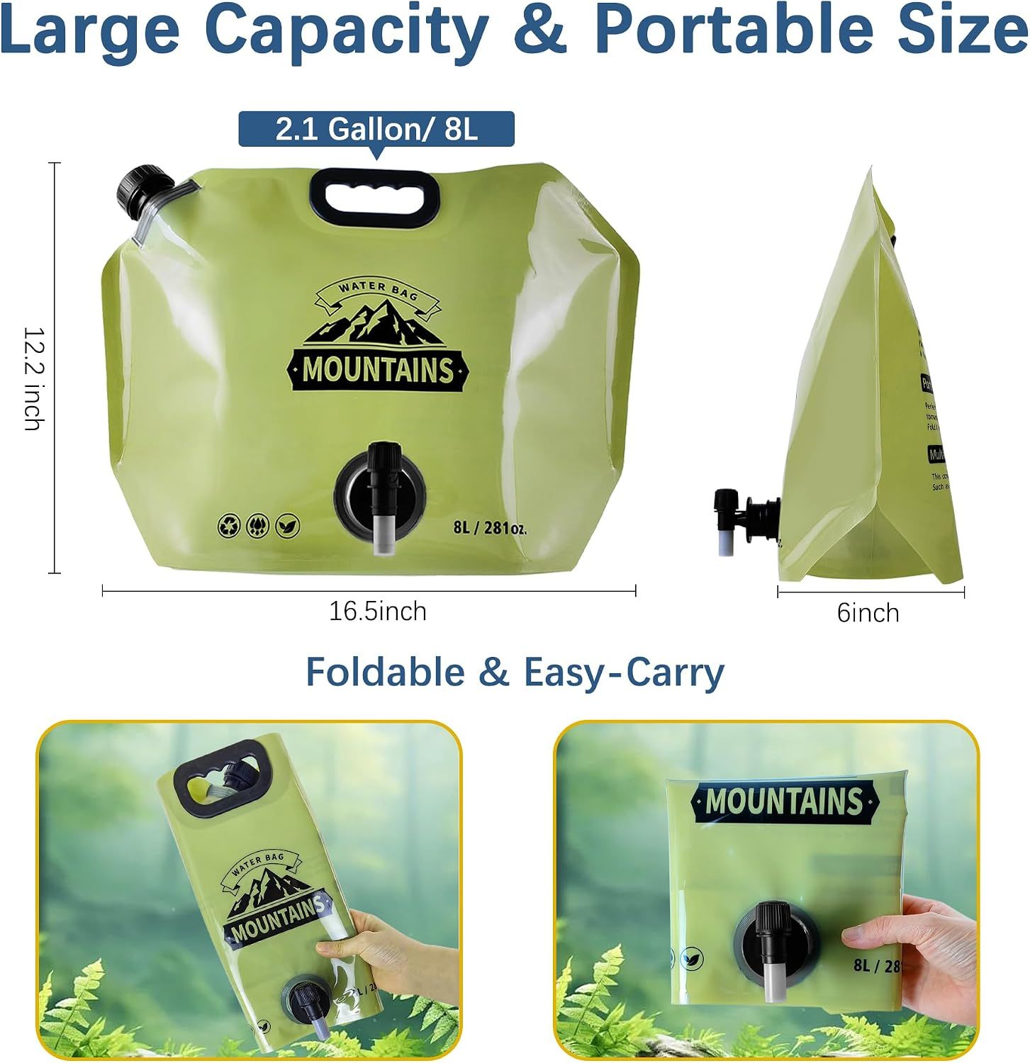 Water Jug Camping 2.1 Gallon Collapsible with Spigot view 2