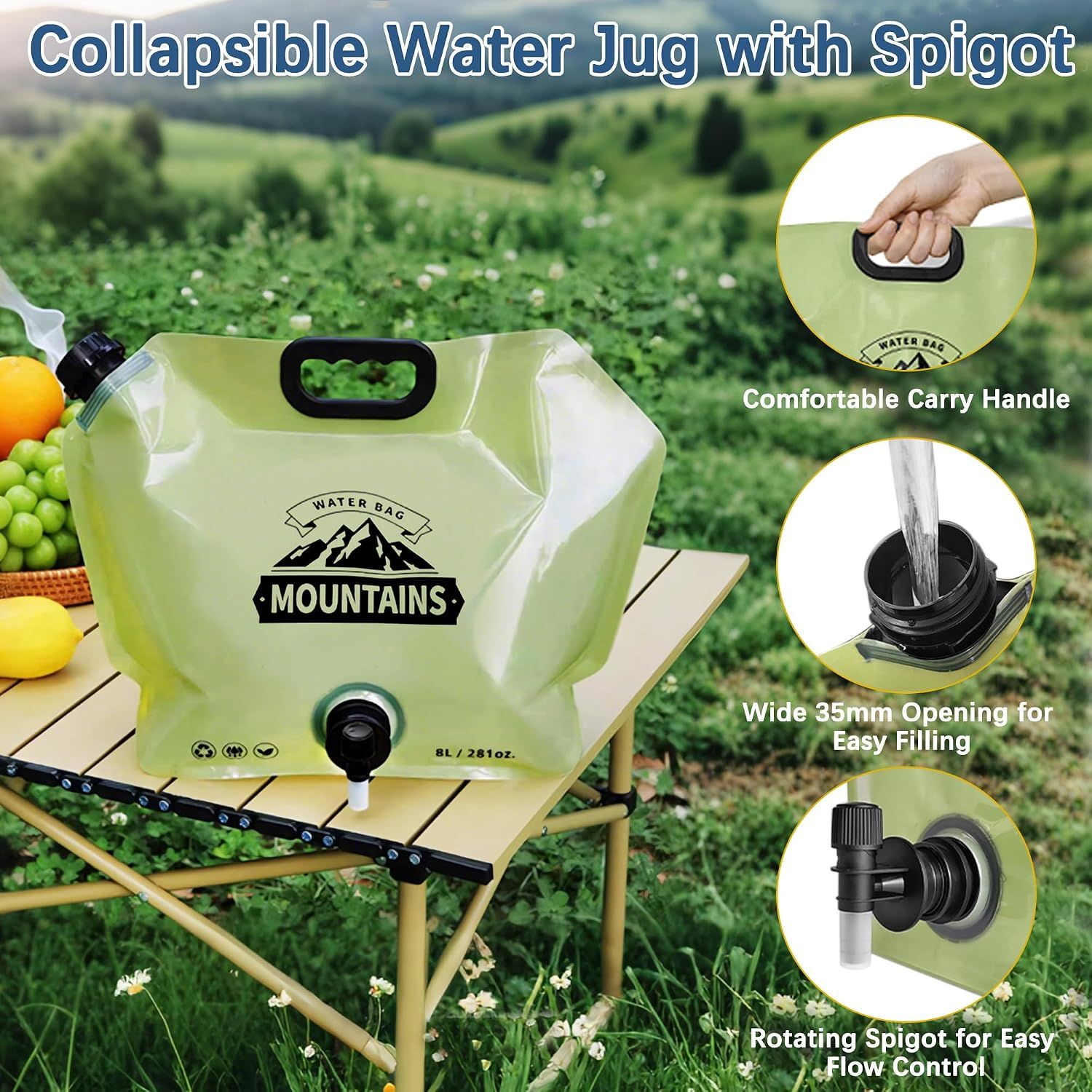 Water Jug Camping 2.1 Gallon Collapsible with Spigot view 3