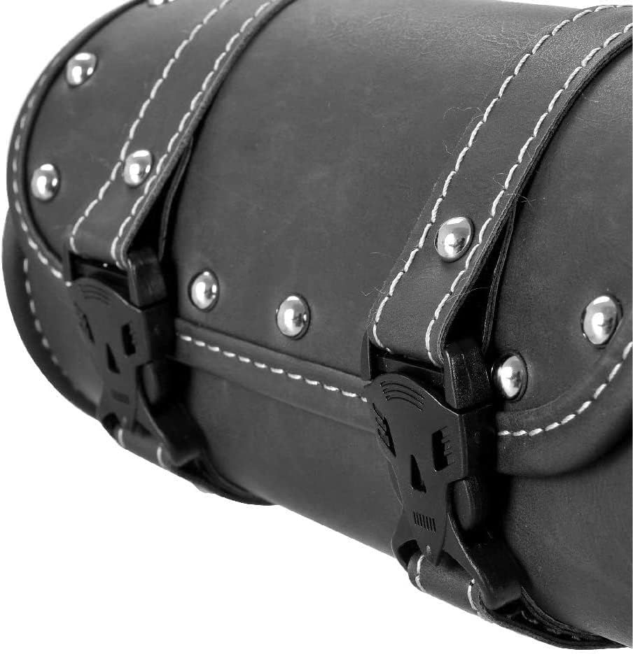 Motorcycle Tool Bag, Universal Bicycle Handlebar Fork Bag, Black PU Leather view 5