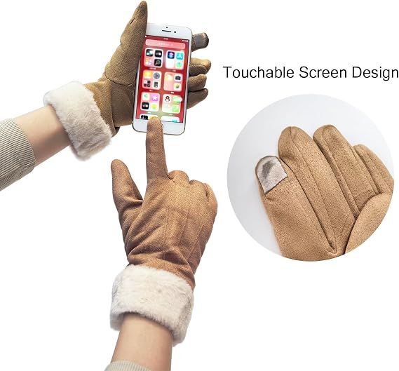Women Winter Warm Touchscreen Gloves Thermal Fleece Lined Mittens Outdoor view 4