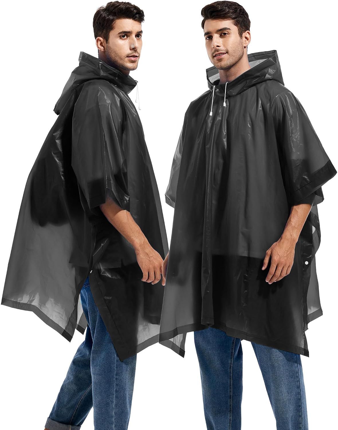 2 Pack Rain Ponchos for Adults Reusable - Raincoats Survival Emergency Heavy view 2