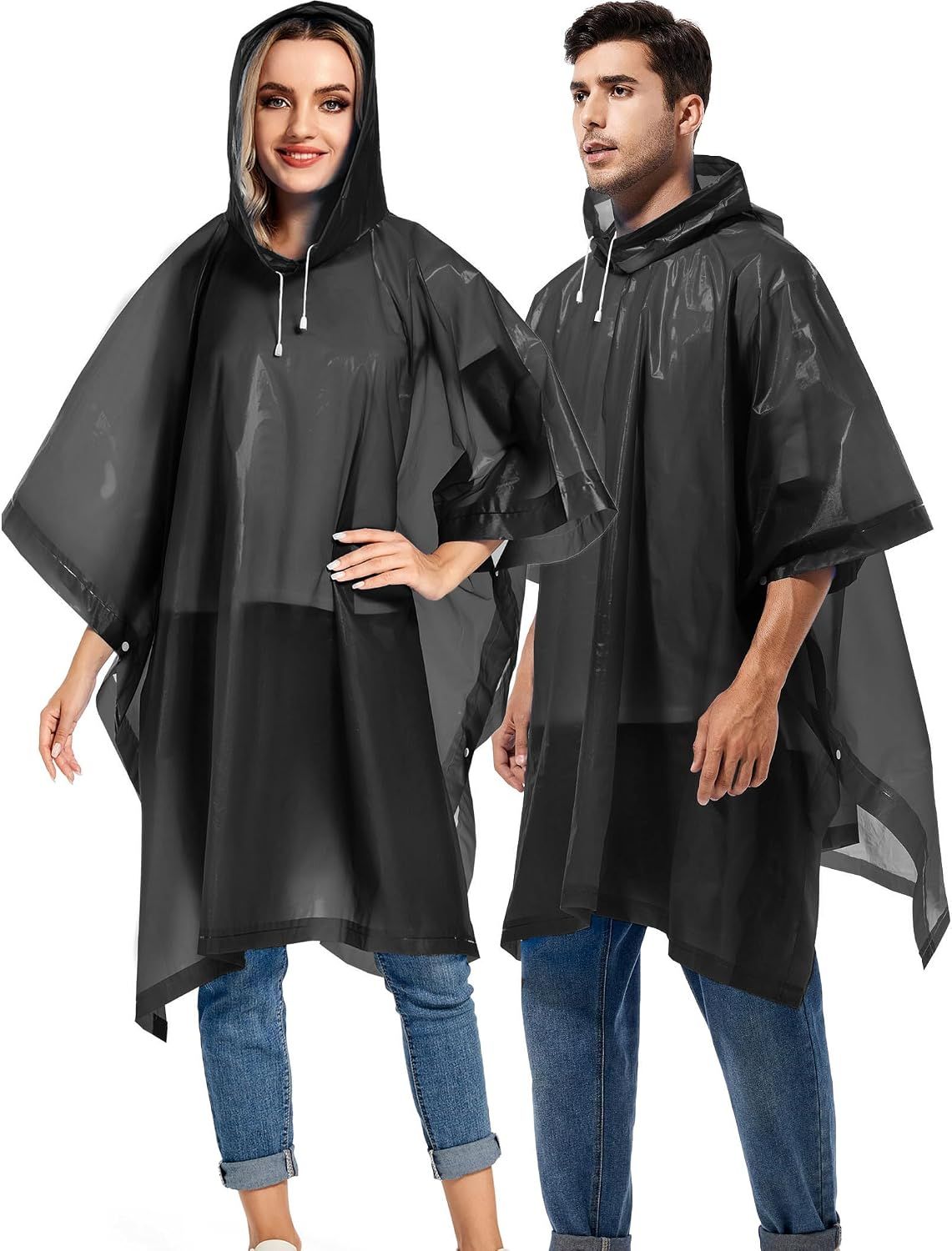 2 Pack Rain Ponchos for Adults Reusable - Raincoats Survival Emergency Heavy view 5