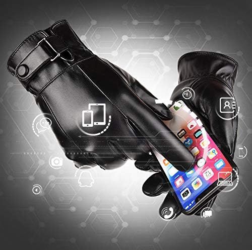 Men’s Winter Autumn Black Brown Smooth PU Leather Plus Thick Velvet Touch view 2