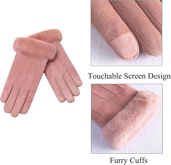 Women Winter Warm Touchscreen Gloves Thermal Fleece Lined Mittens Outdoor view 4