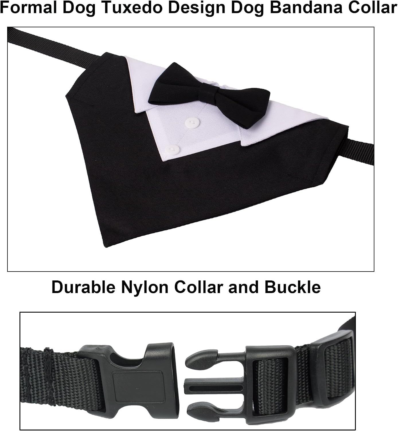 Formal Dog Tuxedo, Wedding Dog Collar with Bow Tie, Adjustable Pet Wedding view 4