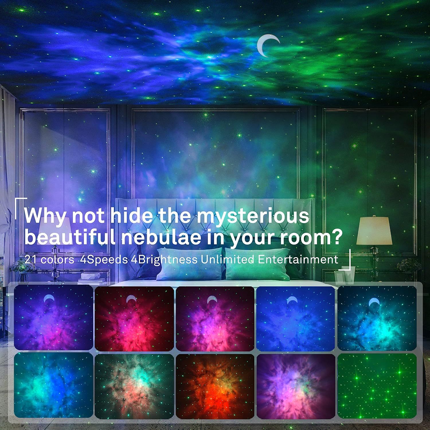 Galaxy Projector,Night Light Star Projector with Bluetooth Speaker, Remot view 2