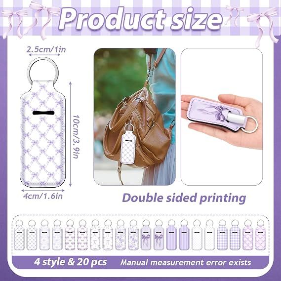 20 Pcs Bulk Coquette Bow Lipstick & Lip Balm Holder Keychain - Valentine's Day view 2