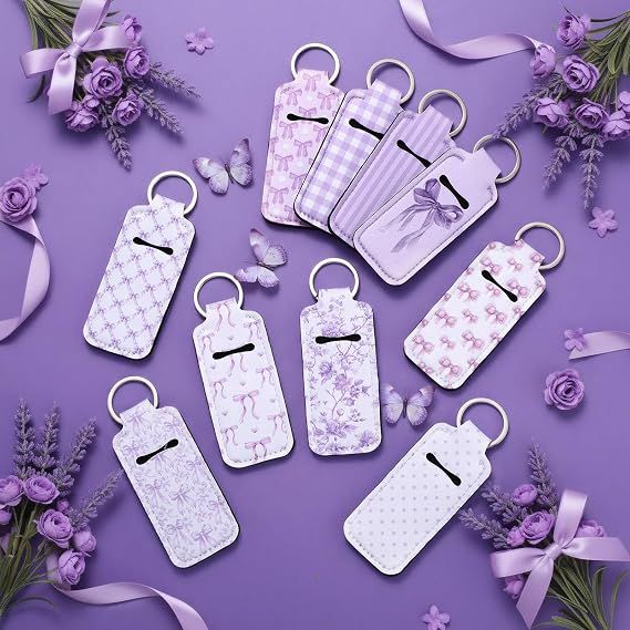 20 Pcs Bulk Coquette Bow Lipstick & Lip Balm Holder Keychain - Valentine's Day view 3