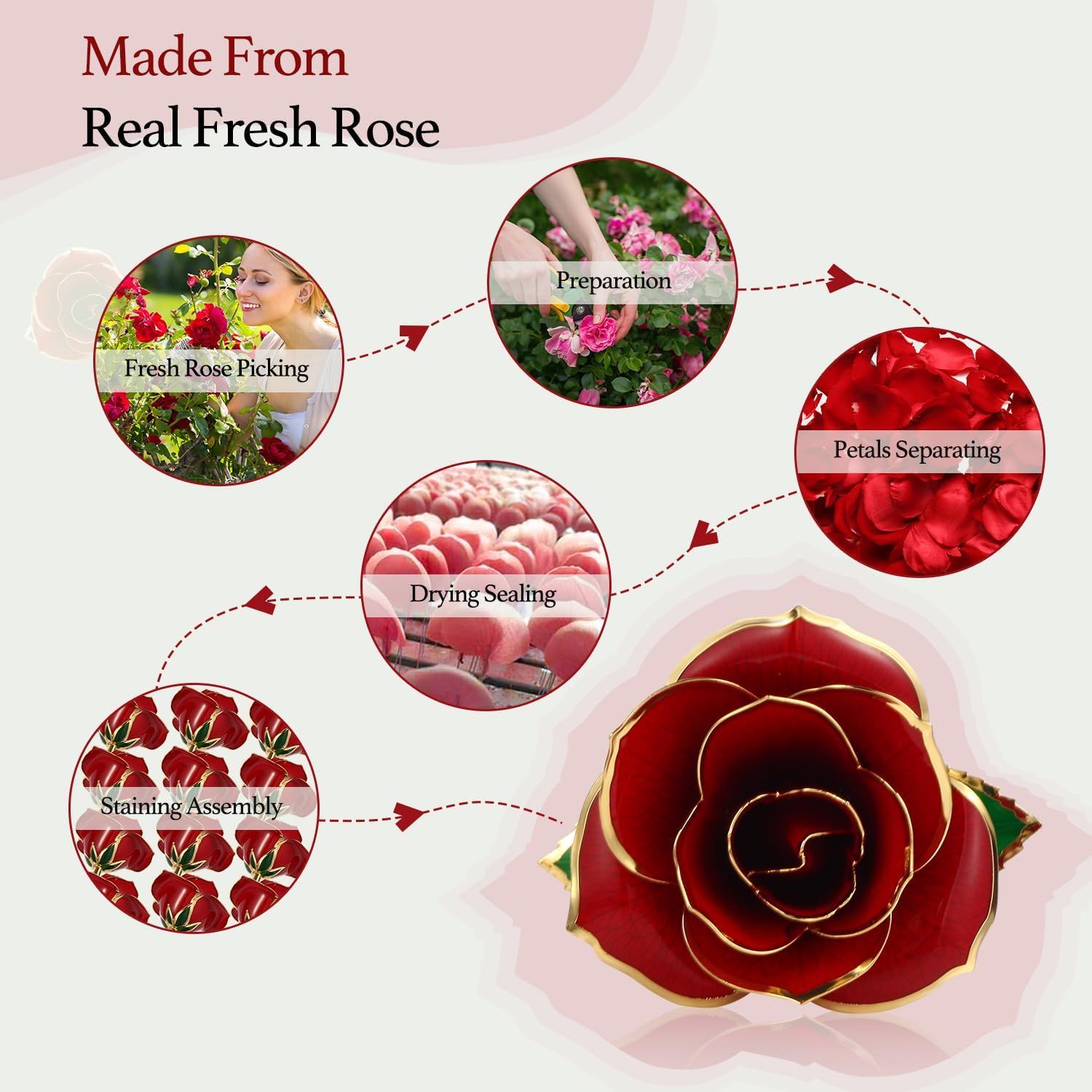 Gold Dipped Rose 24k Red Gold Plated Rose - Everlasting Long Stem Real Rose view 2