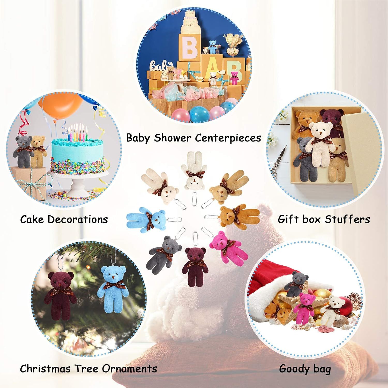 24 Pcs Mini Bears 4.7 Inch Tiny Bears Doll Bulk Stuffed Animals for DIY view 5