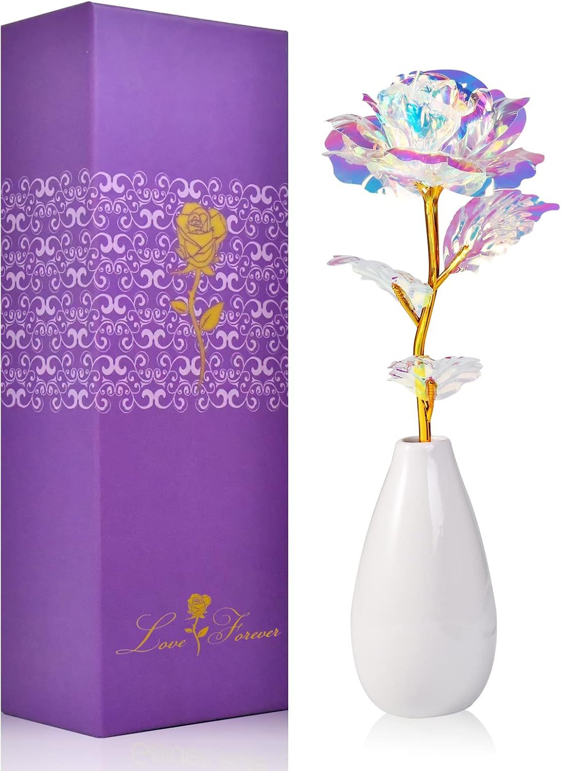 Gifts for Mom Artificial Rose Flowers with Vase-Valentines Galentines Day — image 1