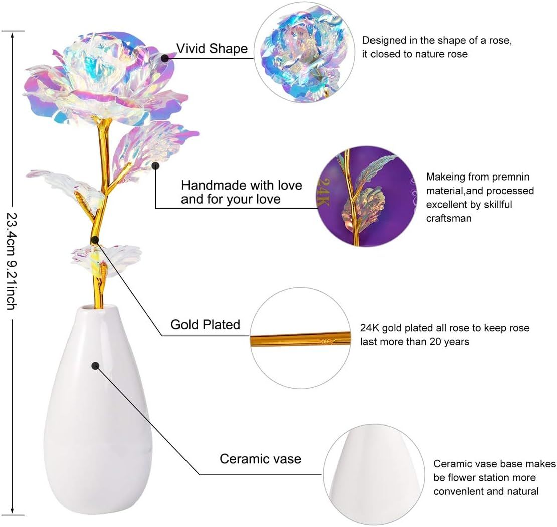 Gifts for Mom Artificial Rose Flowers with Vase-Valentines Galentines Day view 2