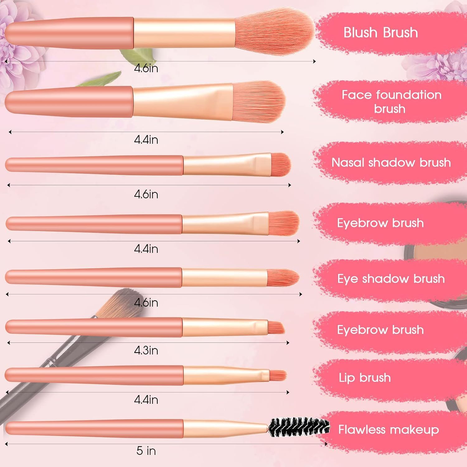6 Sets Travel Makeup Brush Set Brushes Bag Bridesmaid Gift Synthetic Fiber view 2