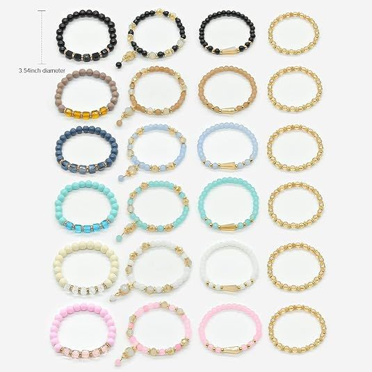 Bohemian Bracelet Sets for Women - 6 Sets Stackable Stretch Bracelets view 3