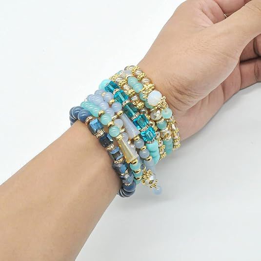 Bohemian Bracelet Sets for Women - 6 Sets Stackable Stretch Bracelets view 4