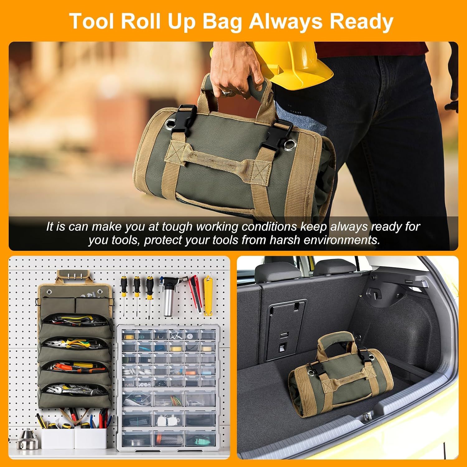 Tool Roll Bag, Small Roll Up Tool Bag with Detachable Pouches, Heavy Duty Roll view 2