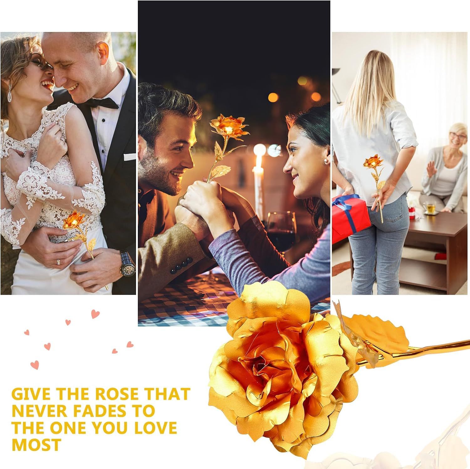 24K Golden Rose, Artificial Rose Flower Gifts for Her with Luxury Gift Box view 5