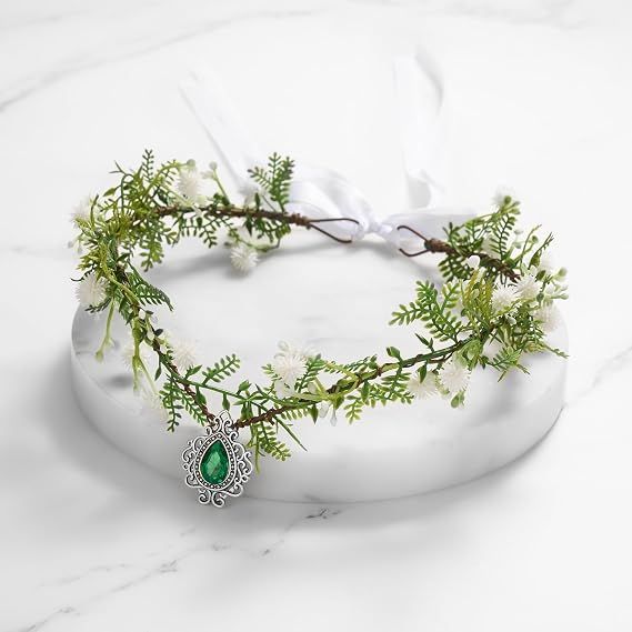 Fairy Flower Leaf Crowns for Women Elven Princess Tiara Elf Headpiece for view 2