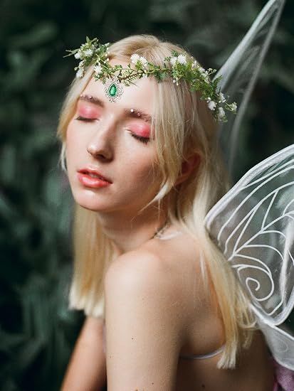 Fairy Flower Leaf Crowns for Women Elven Princess Tiara Elf Headpiece for view 5