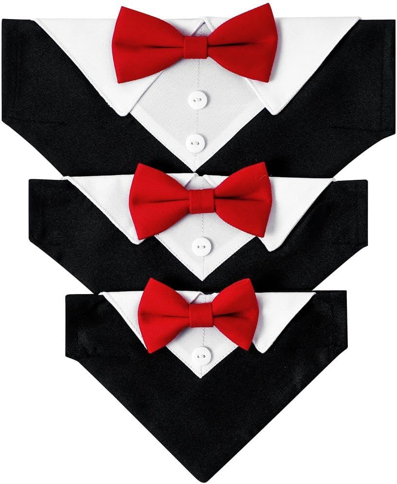 Formal Dog Tuxedo, Wedding Dog Collar with Bow Tie, Adjustable Pet Wedding view 2