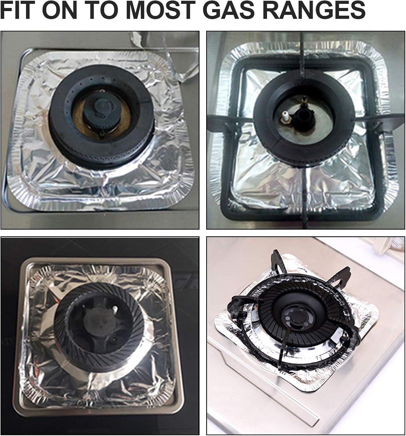 200 Pack Disposable Gas Burner Liners Square 8.5" Gas Stove Liners Stove view 5