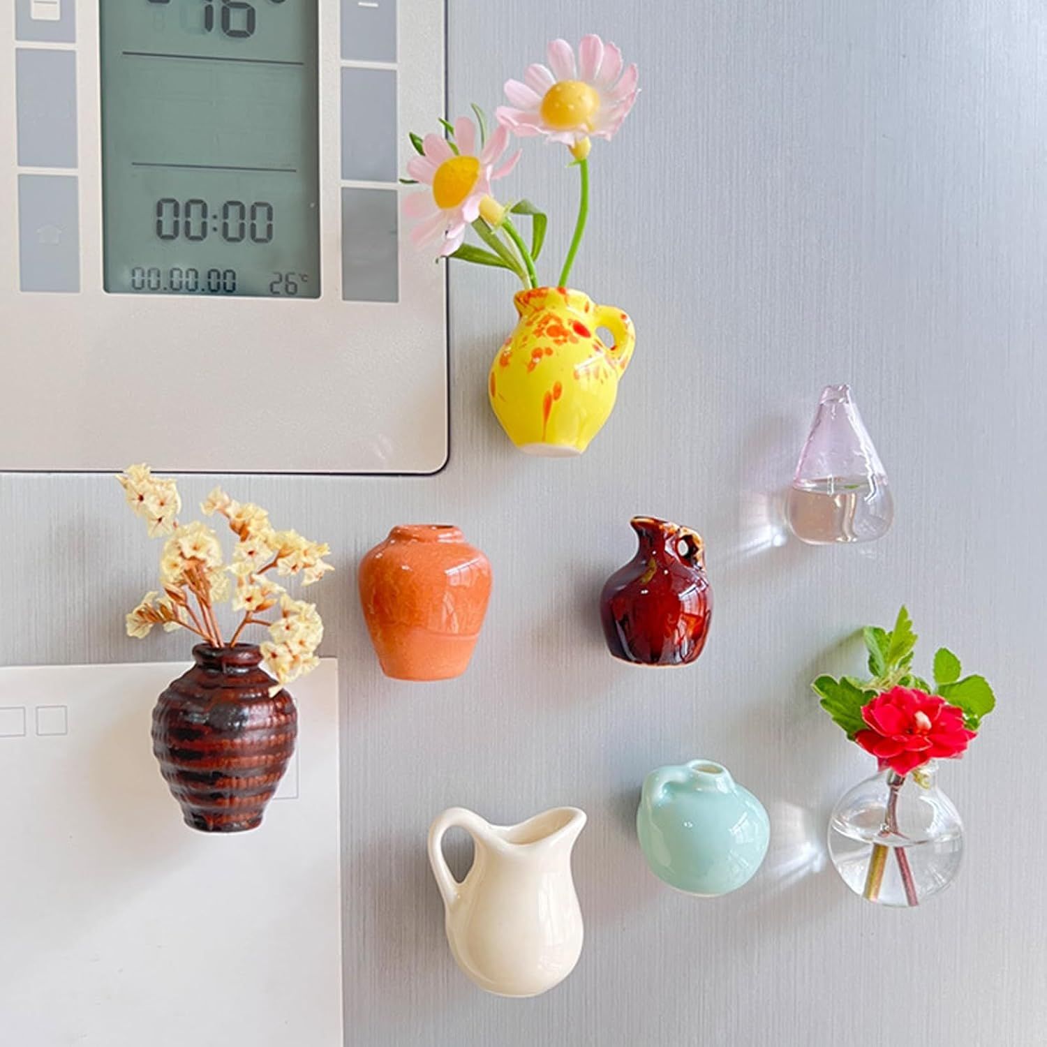 8PCS Cute Mini Ceramic Vase Magnets for Fridge — image 1