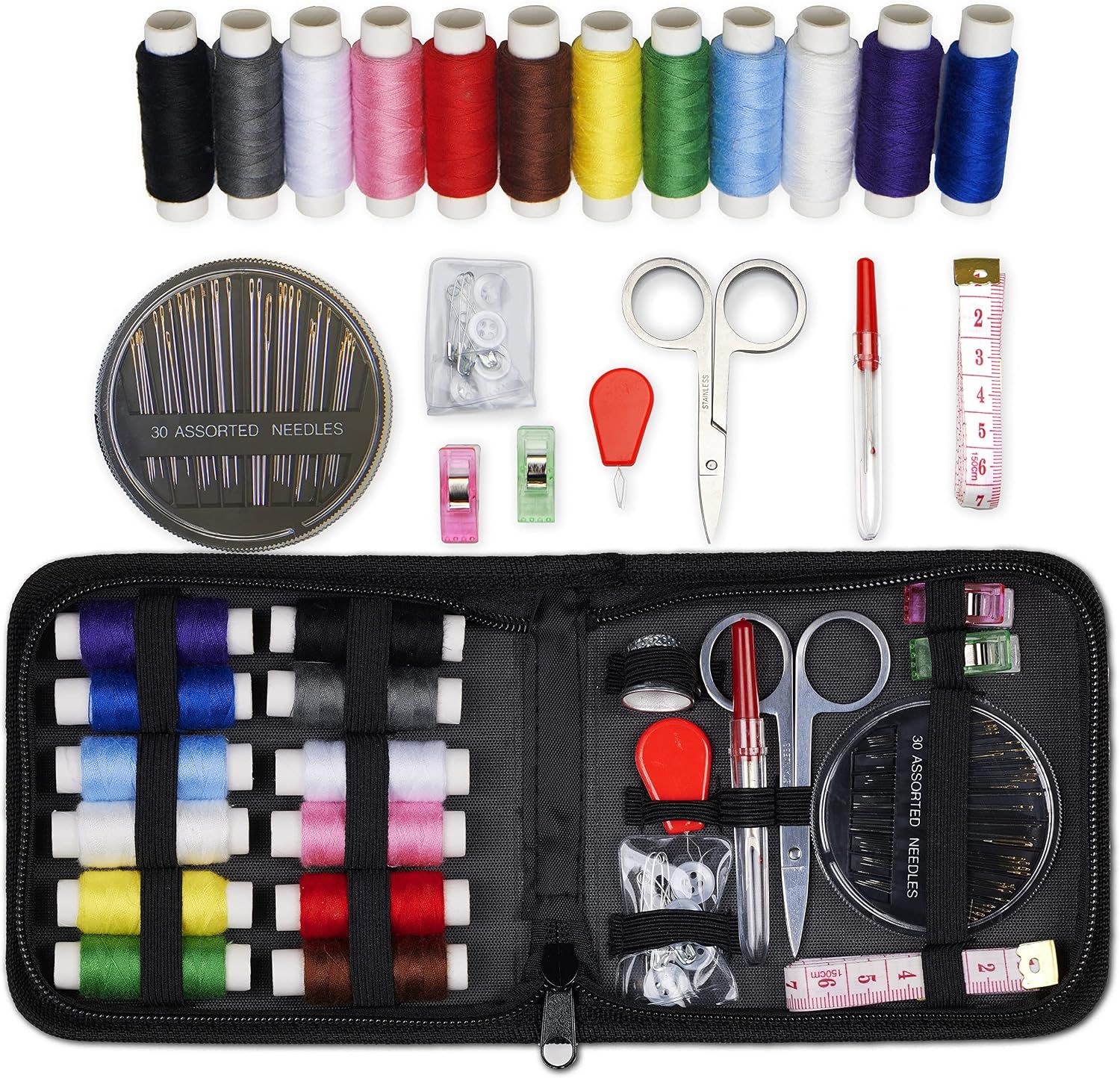 Travel Sewing Kit, 63-Piece Portable Kit for Travel, Includes Scissors