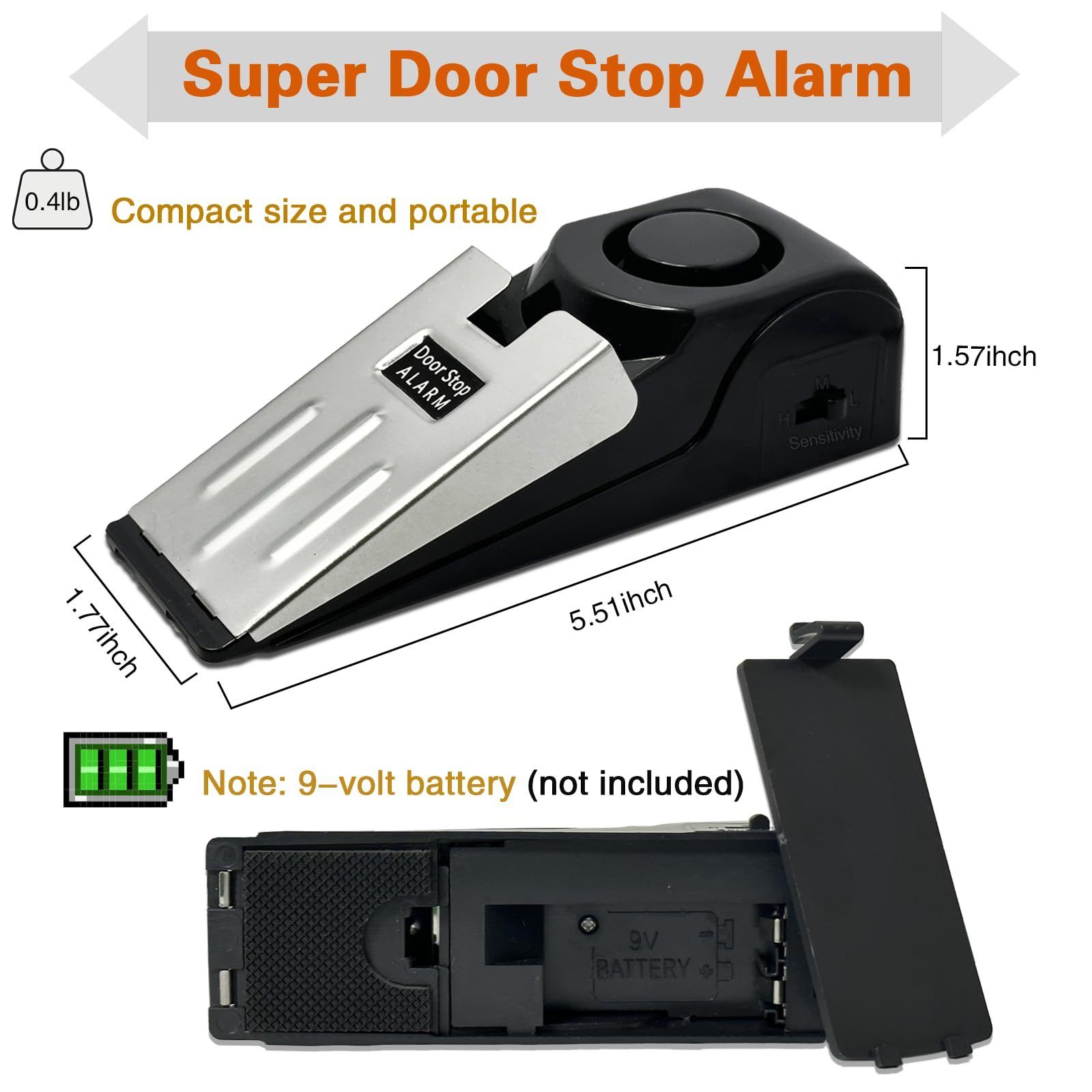 2pcs/1pc Portable Door Stop with 120dB Alarm Siren view 4