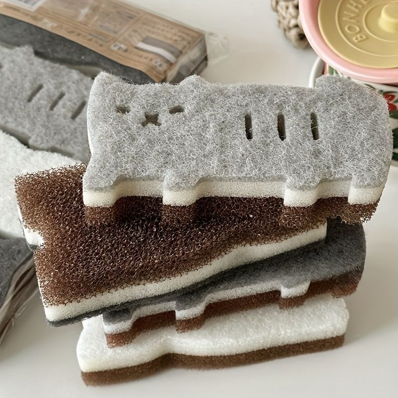 4pcs Cute Cat Sponge Set for Kitchen - Thick