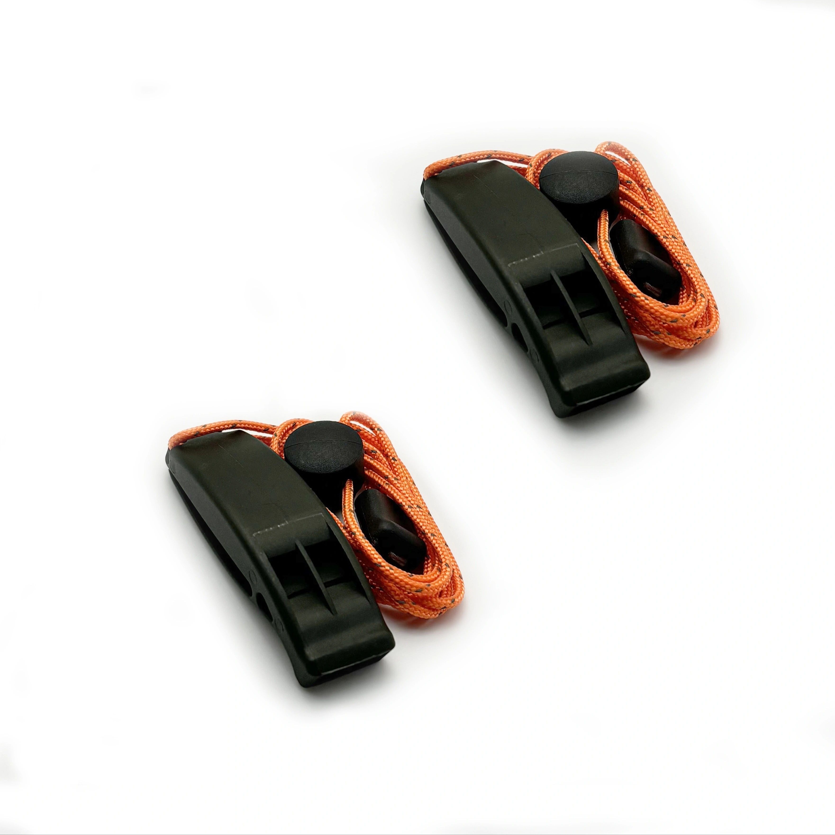 2pcs PP Material Dual-Chamber Emergency Whistle with Lanyard for Safety Camping