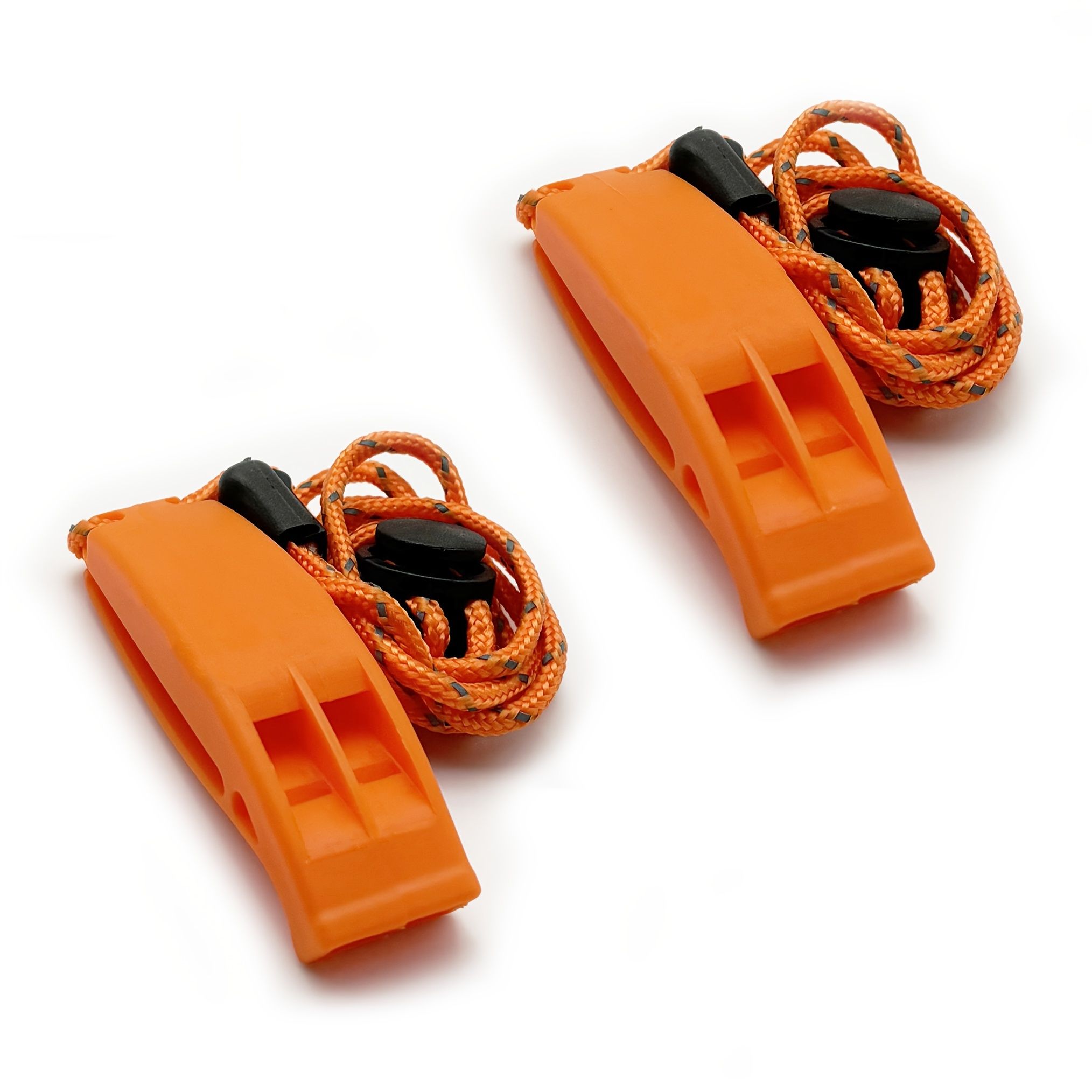 2pcs PP Material Dual-Chamber Emergency Whistle with Lanyard for Safety Camping