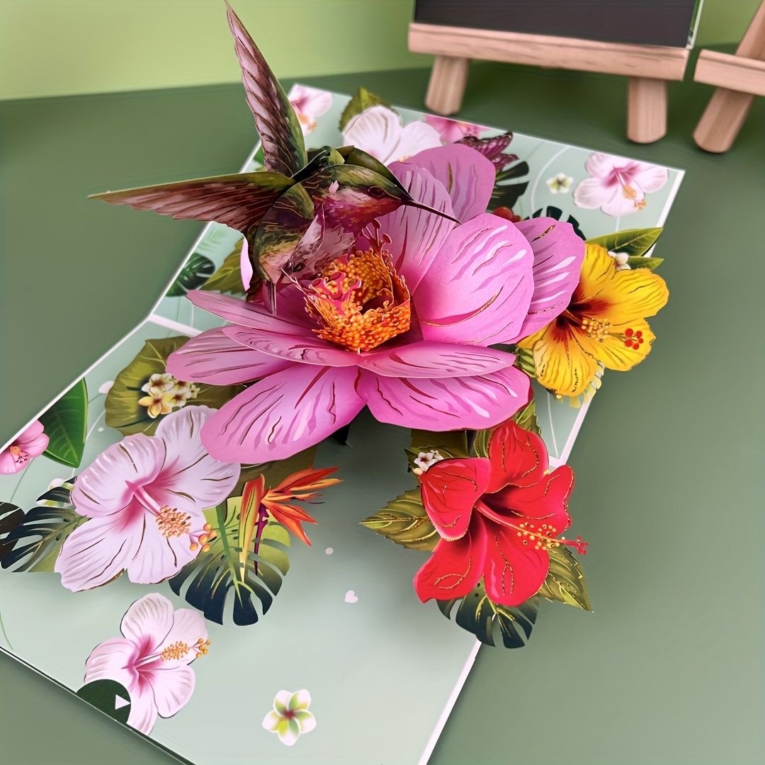 3D Pop-Up Greeting Card with Envelope - Floral Design for Teachers view 5