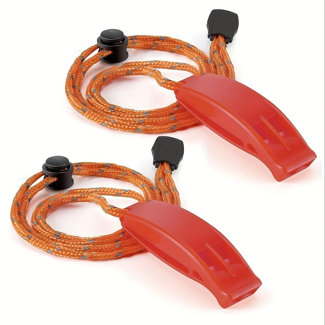 2pcs PP Material Dual-Chamber Emergency Whistle with Lanyard for Safety Camping