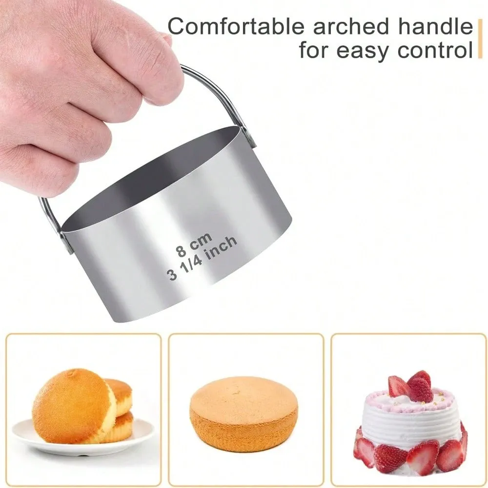 Stainless Steel Round Biscuit Cutters 5 Piece Set Easy Grip Handles Effortless view 4