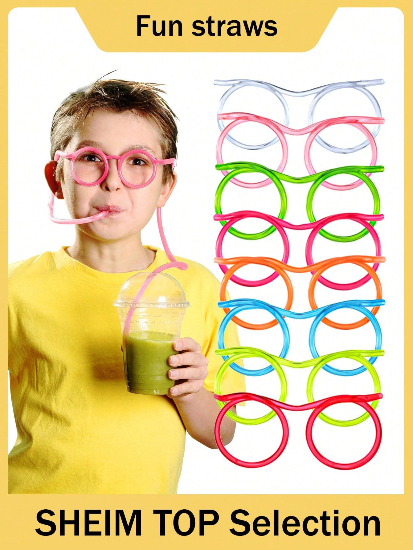 1pc Extra Long Slouchy Glasses Straw Funny Eyeglasses Novelty Tasteless