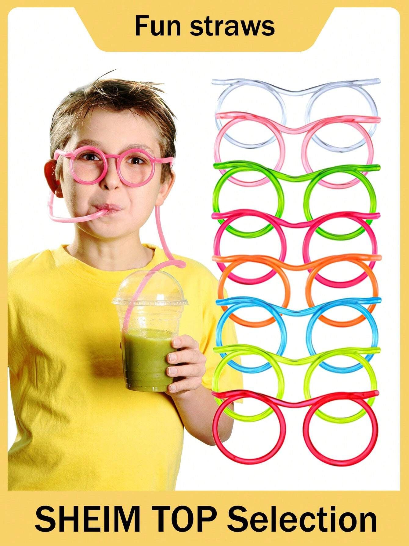 1pc Extra Long Slouchy Glasses Straw Funny Eyeglasses Novelty Tasteless view 2