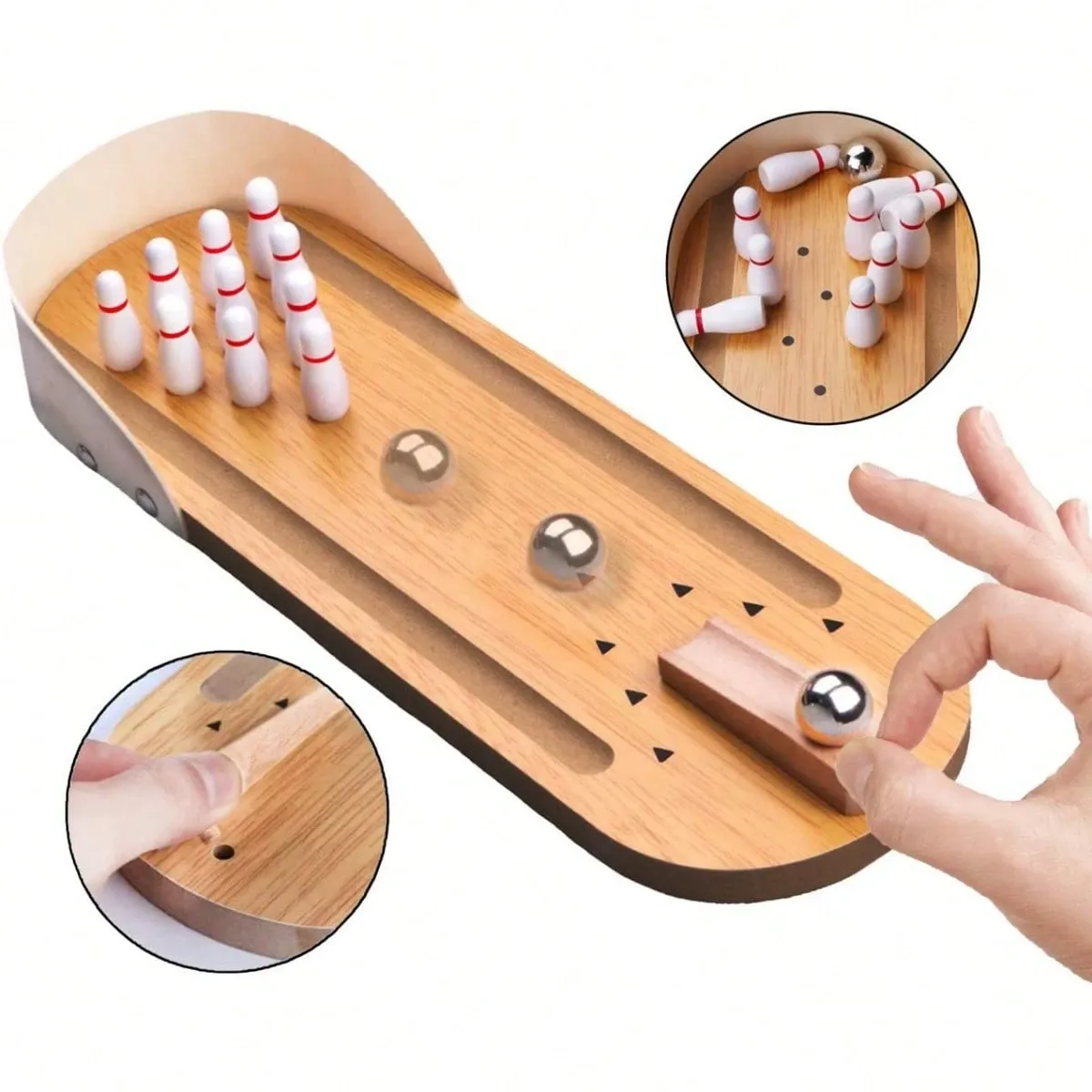 Table Top Mini Game Set Wooden Board Mini Arcade Desktop Shooting Alley Office view 3