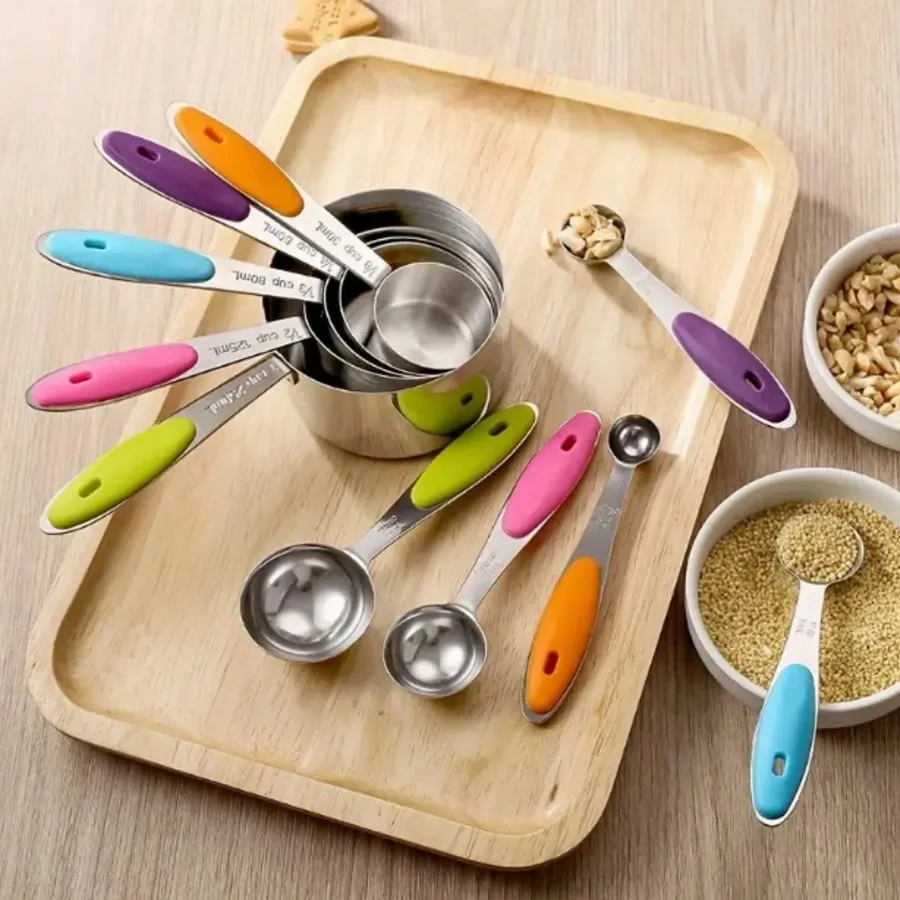 13pcs Stainless Steel Measuring Cup Set 8 Stackable Cups 5 Measuring Spoons view 4
