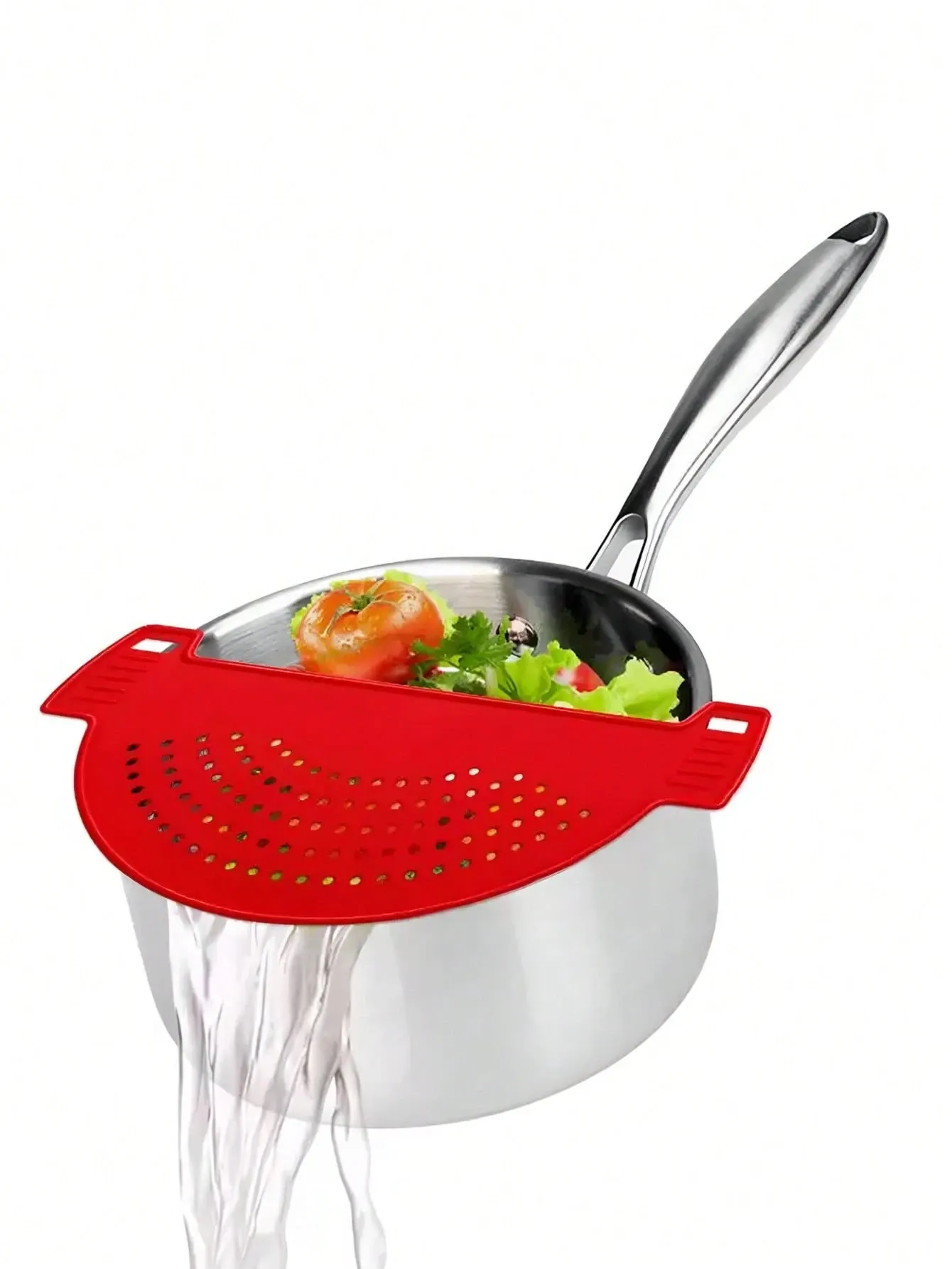 1PC Silicon Strainer Plastic Drainer Strainers Pot Funnel Half Moon Shape Food view 2