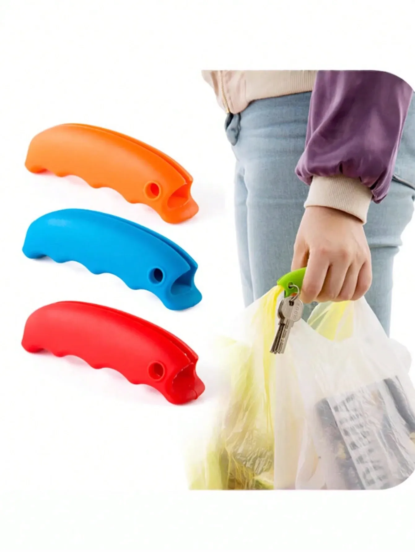 4pc Ergonomic Multipurpose Grocery Bag Handle Holder Tote Carrier Plastic Bag view 3