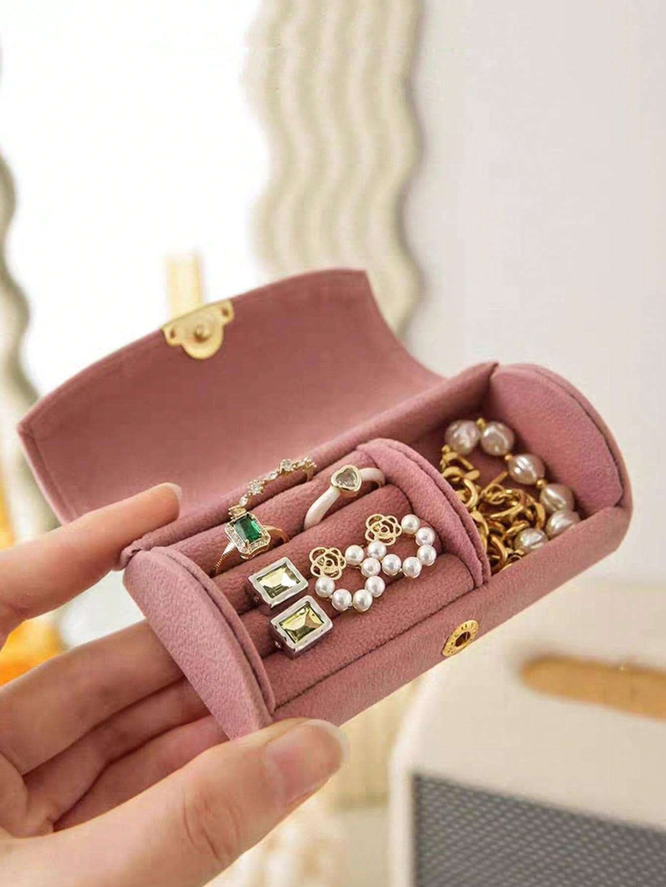 1pc Compact Elegant Jewelry Box For Earrings Rings Necklaces Travel Organizer view 2