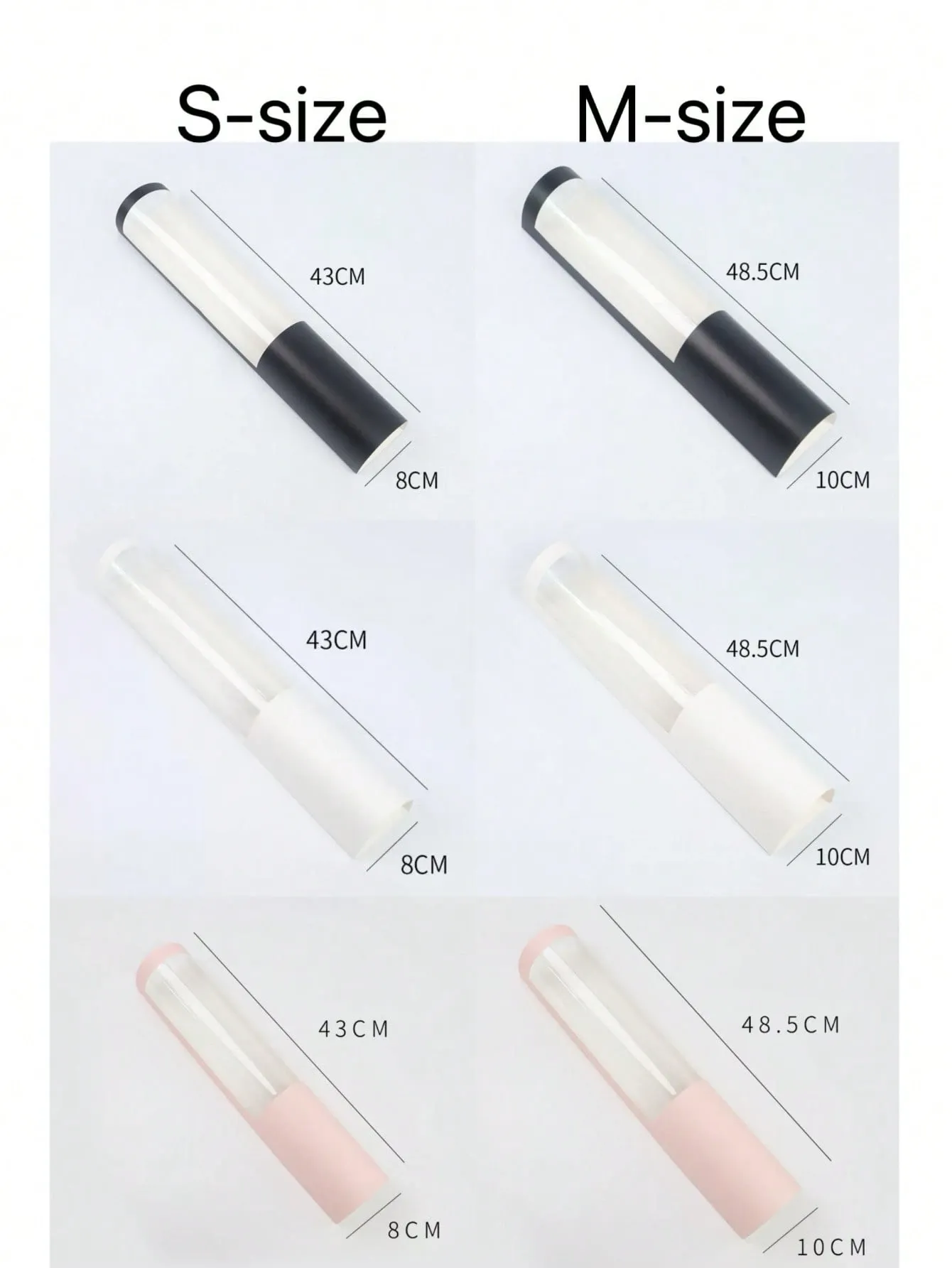 5pcs Pink White Black Bouquet Packaging Box Transparent Long Cylindrical Gift view 2