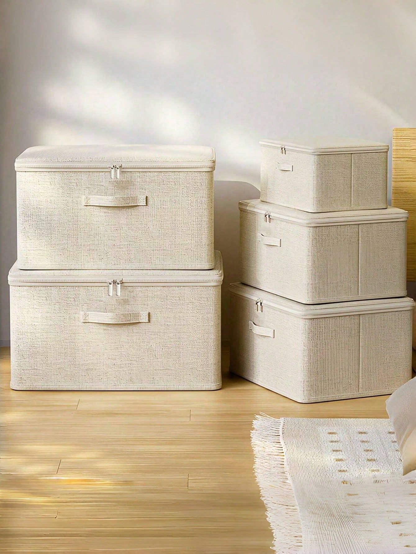 1PC Large Capacity Beige Storage Box Travel Moving Clothes Storage Bag
