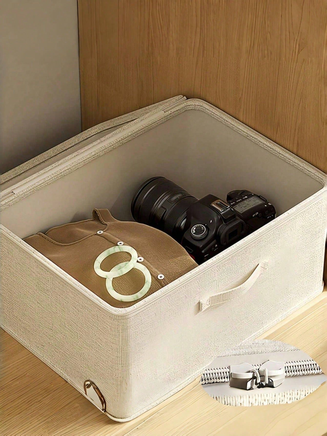 1PC Large Capacity Beige Storage Box Travel Moving Clothes Storage Bag view 4