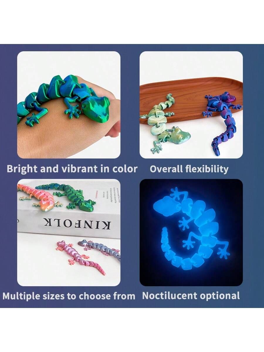 6pcs 3D Printed Connectable Cute Mini Gecko Desktop Decorations Random view 4